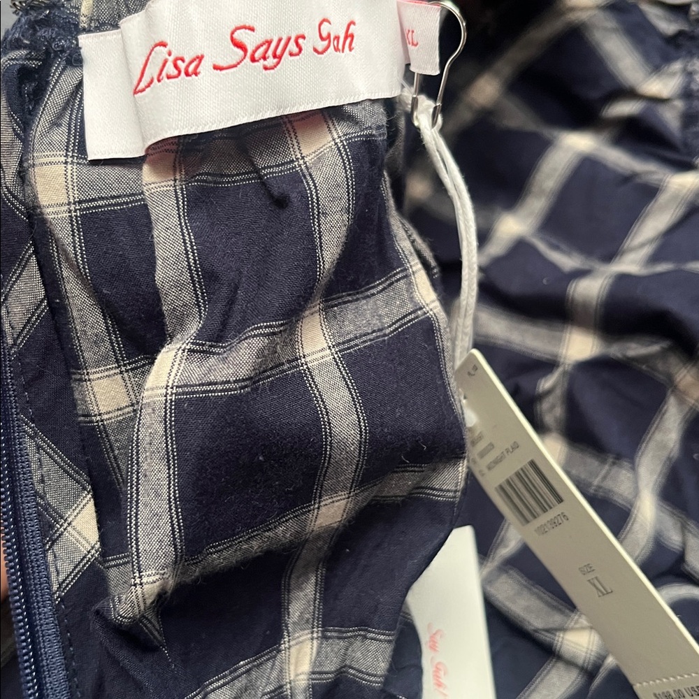 NWT Says Gah Suzy Puff-Sleeve Mini Dress Midnight Plaid - XL - Picture 9 of 9